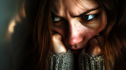 woman brooding troubled intense emotions