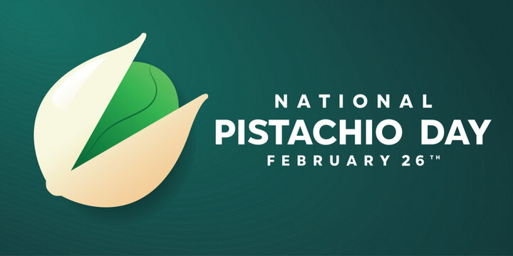 National Pistachio Day. Vector illustration of Pistachio on a green background. Card, poster, media social, banner and more.