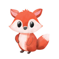 Red fox watercolor clip art.