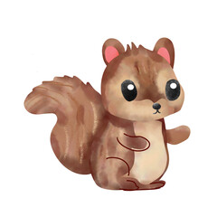Naklejka premium Squirrel watercolor clip art.