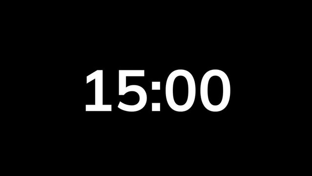 20 second countdown timer animation on black background