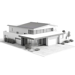 Flat Roof House PNG Cutout, Generative AI