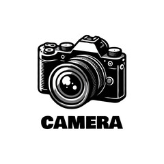 Camera silhouette icon logo vector illustration.