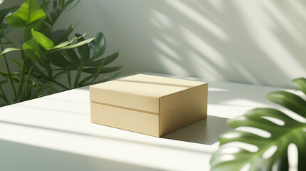 Elegant mockup featuring an eco-friendly box crafted from recycled materials