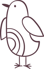 Funny Bird Doodle Outline