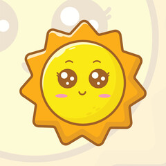 cute kawaii sun character cartoon vector icon illustration