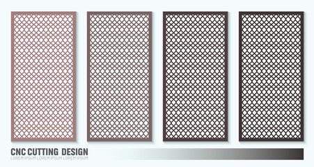 CNC Laser cut panel design. Abstract geometric pattern for woodcut, paper card, metal cutting concept