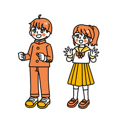 シンプルなタッチの学生の男女/単色
