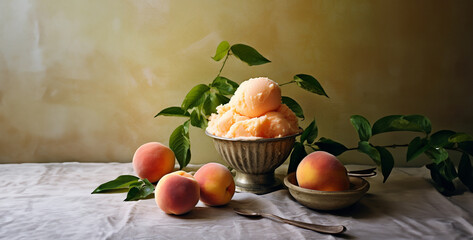 still life with eggs and flowers, easter still life, Peach Sorbet Made in of the preparation