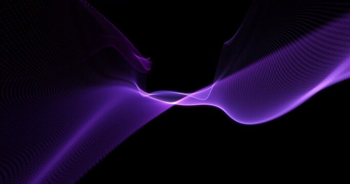 A blue flap of stretchable light fabric fluttering in the wind. Abstract animation with black background.