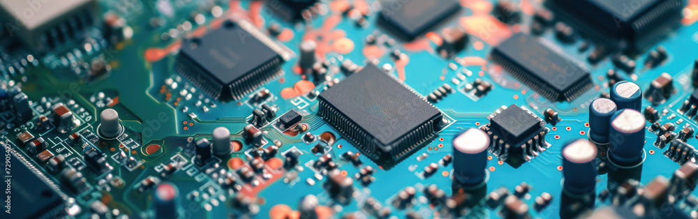 Poster close up of computer circuit board banner.