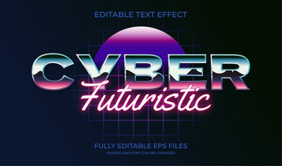 80s retro cyber futuristic editable text effect