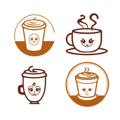 vector set of coffee elements and coffee accessories