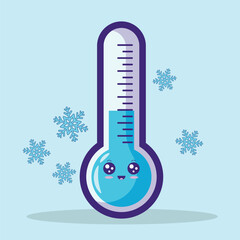 cute kawaii cold thermometer character cartoon vector icon illustration