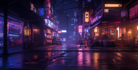 night traffic in the city, trails in the tunnel, light at night, Realistic and cinematic futuristic arcade street dimly