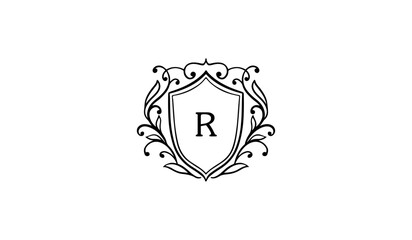 Obraz premium Luxury Alphabetical shield with wings Logo