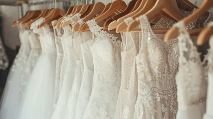 bride dress hanger in a row