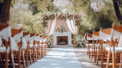 White color concept outdoor wedding ceremony place