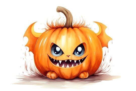 cartoon halloween pumpkin on white background - illustration for children