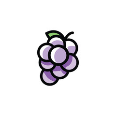 Bunch of grape vines with purple leaves flat vector icon for food apps and websites

