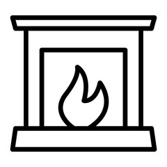 Fireplace Vector Line Icon