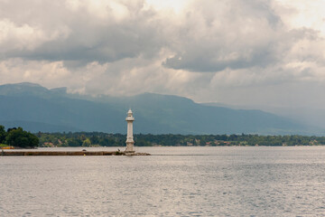 Lighthouse on banks of Lake Geneva, Geneva ,Switzerland