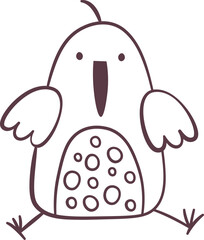 Funny Bird Doodle Outline