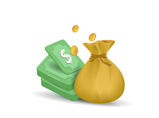 The concept of saving money. Banking, earnings, profits and money savings. It's time to make money.
3d vector illustration
