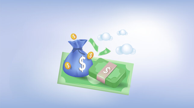 The concept of saving money. Banking, earnings, profits and money savings. It's time to make money.
3d vector illustration
