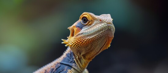 Agama lizard with a beard in the background.