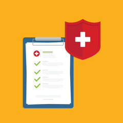 Fototapeta premium Health insurance protection. Healthcare concept. Vector illustration flat design 