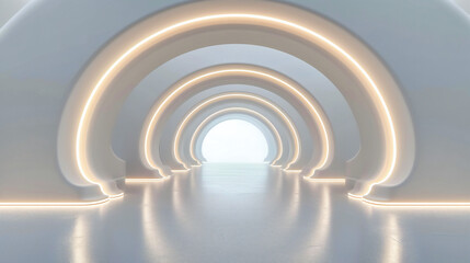 Neon Lit Futuristic Corridor, Modern Design with Bright Lights and Abstract Interior, Fashion and Technology