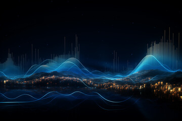 network digital hologram and internet of things on city background