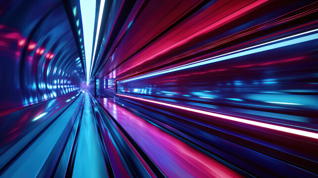 fast modern express passenger train high speed railway hyperloop moving flash light Futuristic technology hi tech future digital transport hyperloop concept