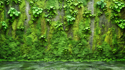 Lush Green Ivy Wall, Natural Plant Texture, Environmental and Botanical Background Design