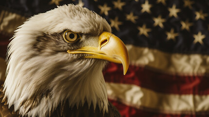 American eagle on a background of the flag of the United States of America