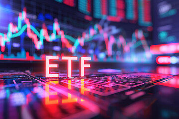 An exchange-traded fund ETF and stock charts concept illustration background