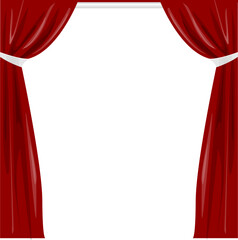 붉은 무대 커튼 테두리 프레임. 붉은 비단소재의 커튼월