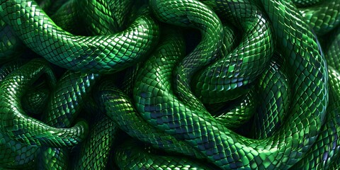 Obraz premium Close-Up View of Vibrant Green Serpents