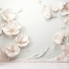 white background with white flowers