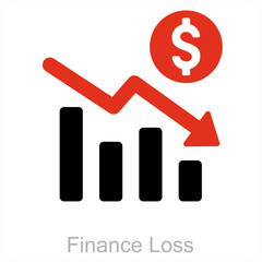 Financial Loss and business loss icon concept