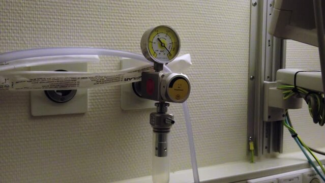 Oxygen inhalation equipment at the hospital room, Oxygen gauge, Oxygen flow meter supply