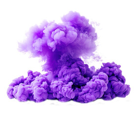 A purple smoke explosion isolated on transparent background.