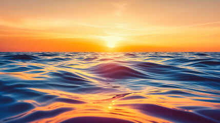 Obraz premium Tranquil Ocean Waves at Sunset, Serene Sea Landscape, Relaxing Nature and Summer Travel Concept