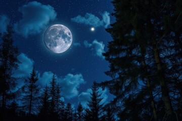 Fototapeta na wymiar Moonlit night sky