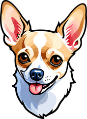 Cute Chihuahua dog illustration isolated on transparent background png, cute cartoon clipart for nursery, children's book, party, kid-friendly character, baby shower, dog lover, pet shop