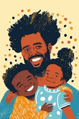 A beaming Afro dad and kid enjoy Father's Day.