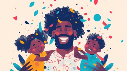 An Afro dad and his kid share joy on Father's Day.