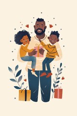An Afro dad and his kid enjoy a happy Father's Day celebration.
