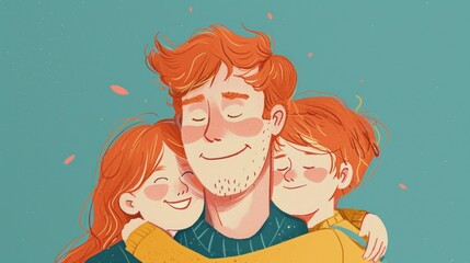 Father's Day joy radiates from a red-haired dad and his kid.